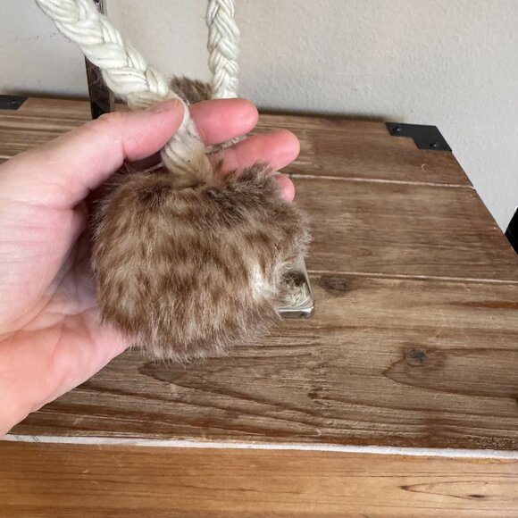 AEO Y2K Faux Fur Trapper Braided Strap w Round Fur Bauble Cozy Winter Hat - Picture 7 of 15